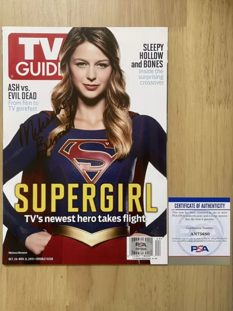 RARE! Melissa Benoist SUPERGIRL Full Signature TV GUIDE 2015 PSA COA - DC Comic