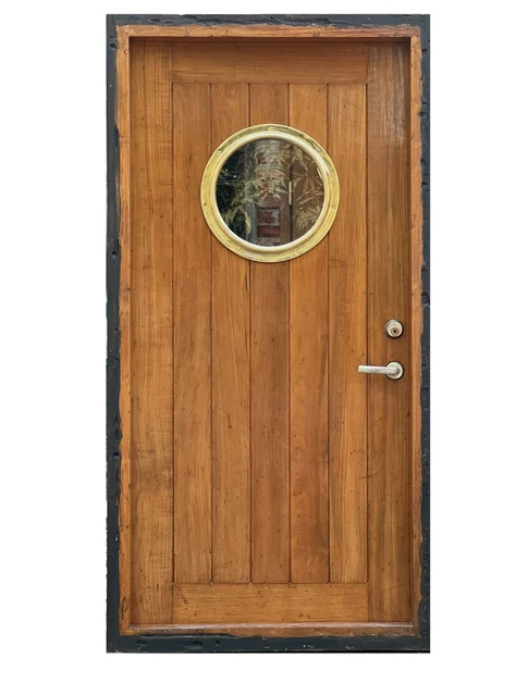 Authentic Nautical Reclaimed Refurbished Wooden Door Brass Porthole Window