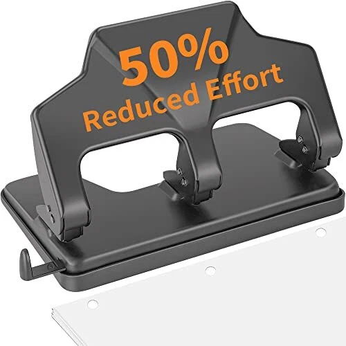 Heavy Duty 3 Hole Punch, 40-Sheet Heavy Duty Paper Punch, 50% Reduced Effort 3