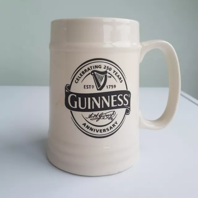 Guinness & Co Stein Embossed 250 Years Anniversary Beer Large Mug Tankard Rare