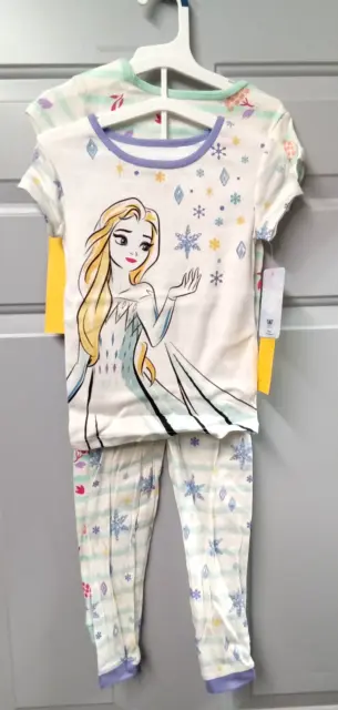 Disney Frozen Elsa Anna Toddler Girls 4 Piece Pajama Set, Size 5T, SHIPS FREE