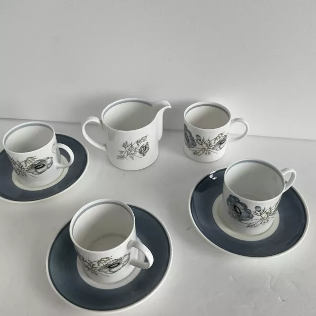 4 X Wedgwood Susie Cooper  Glen Mist Coffee Cups, 3 Saucers and Creamer Jug