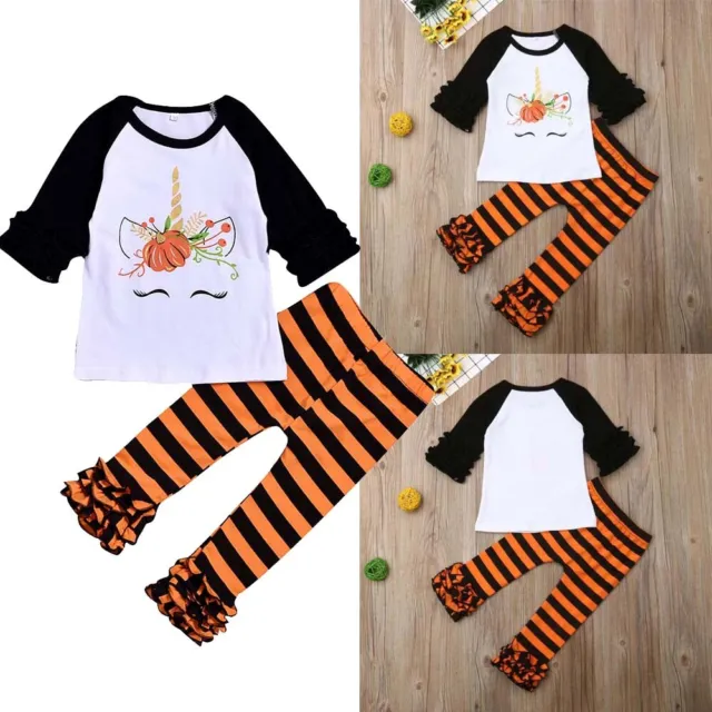 Toddler Halloween Kids Baby Girls Long Sleeve Tops Pants Outfits Party Clothes