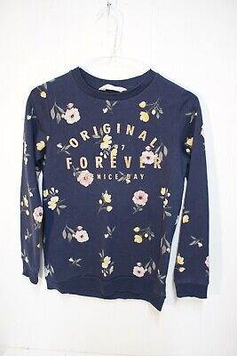 H&M Girls Floral Print Sweat Shirt -Navy- Age 8-10 Years (Na50)
