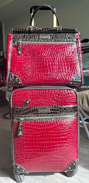 Samantha Brown Burgandy Croco Luggage Set - Carry-on, Tote, and Packing Cubes