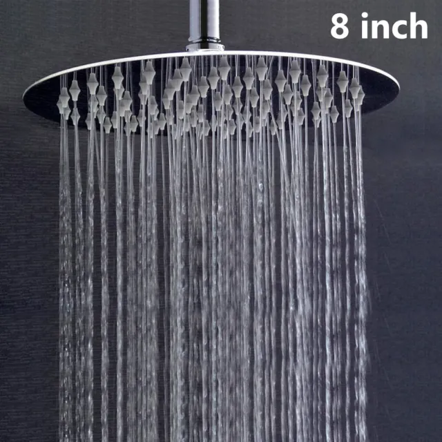 8" Chrome High Flow Bath Shower Head Ultra Thin Rainfall Booster Showerhead