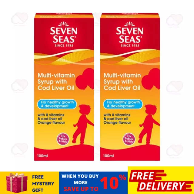 2 X 100ml Seven Seas Multivitamin Syrup Cod Liver Oil Orange Flavor For Kids