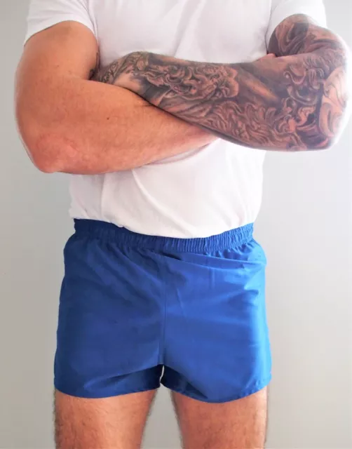 Men's Royal Blue Polyester NRL Retro Rugby League Footy Shorts Size Med - 2XL