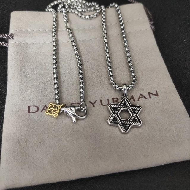 David Yurman 925 Sterling Silver Star Of David Amulet Pendant Necklace