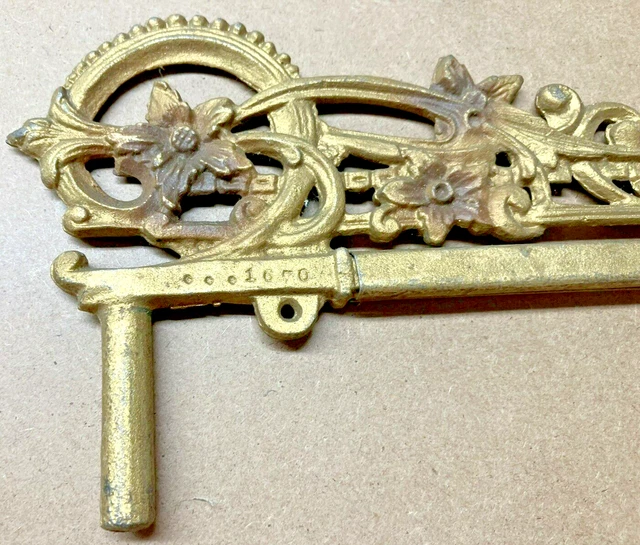Two Vintage Victorian Art Deco Ornate Adjustable Swing Arm Curtain + Holder Pc 7