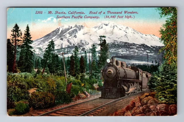 Mount Shasta CA- California, Southern Pacific Company, Antique, Vintage Postcard