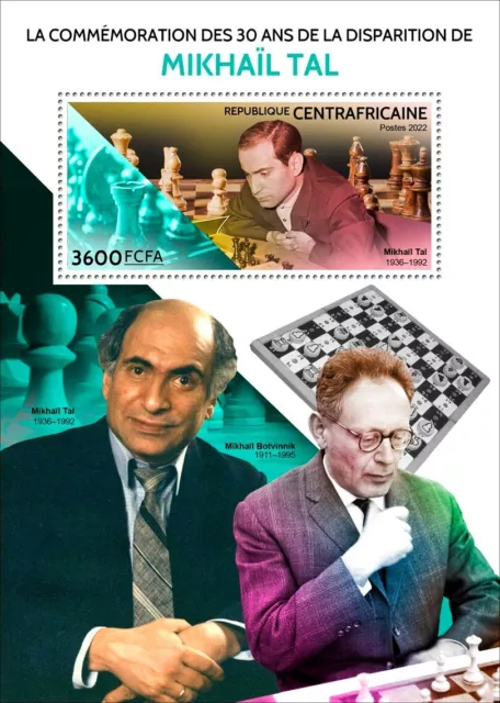 Chess Mikhail Tal Kasparov Carlsen MNH Stamps 2022 Central African