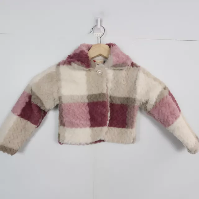 Beat Kids Girls Jacket Size 2 Years Pink White Toddler Checkered Coat 24 Months