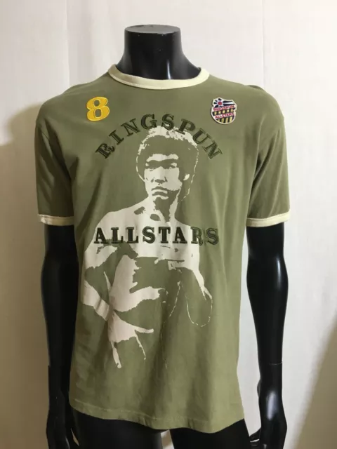 T-shirt da uomo verde cotone RINGSPUN 8 Bruce LEE taglia L