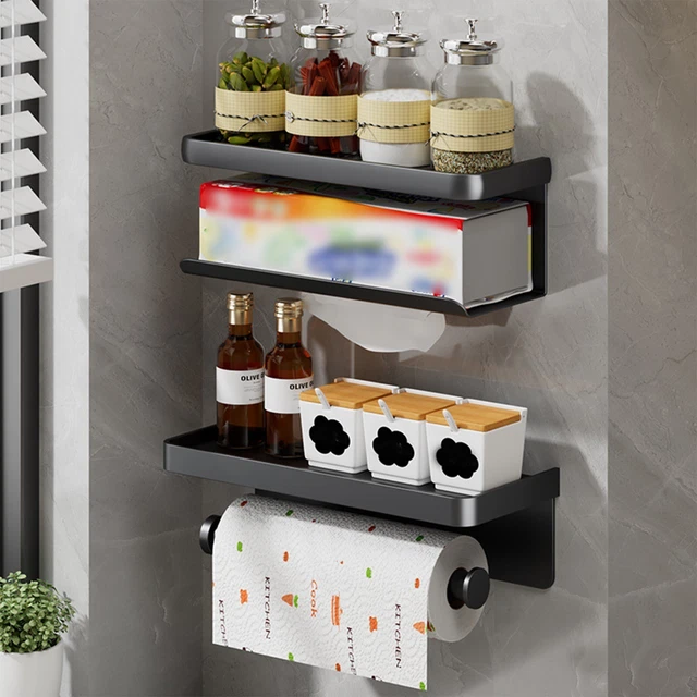 Porte-serviettes en papier élégant avec étagère pour montage mural facile à