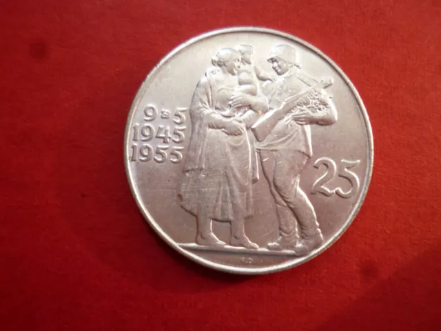 25 Korun Silber 1955 Befreiung Tschechien