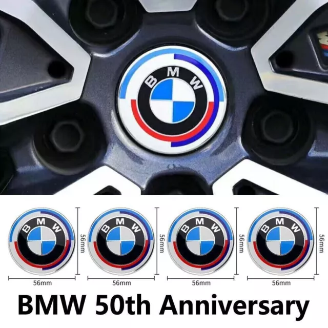 4PCS 68mm/56mm For BMW 50th Anniversary Wheel Center Hub Caps Logo Badge Emblem