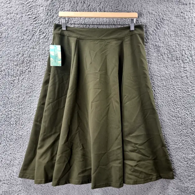 New Rock Steady Womens Midi A-line Skirt Size 1X Khaki Green