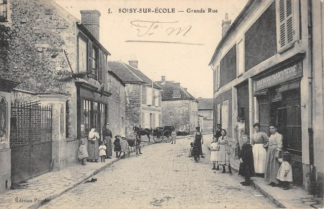 Carte Postale Ancienne 1910, Soisy-sous-Étioles (91), Rue Galignani, Papeterie, Cliché Rare