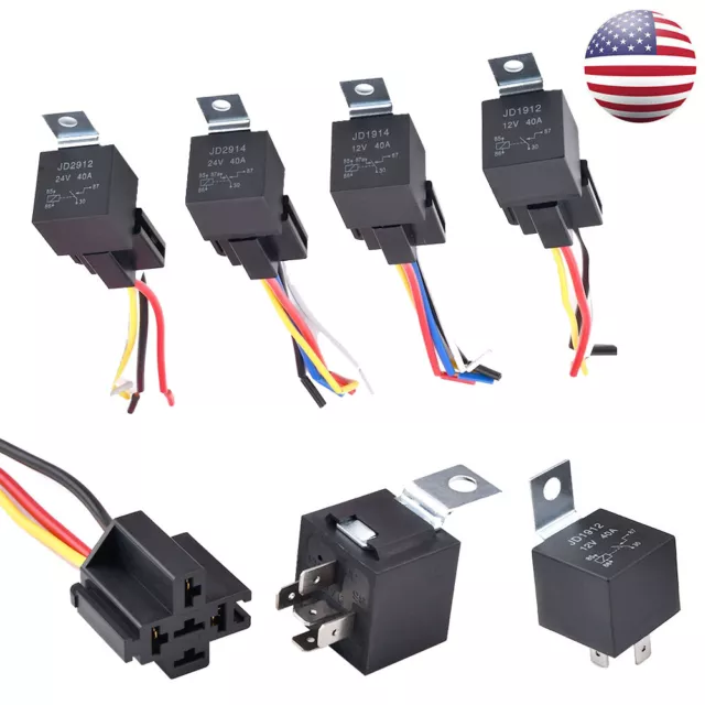 Car Relay 12V 24V 40A 4Pin 5Pin Waterproof Automotive Relay JD1912 JD1914 Module