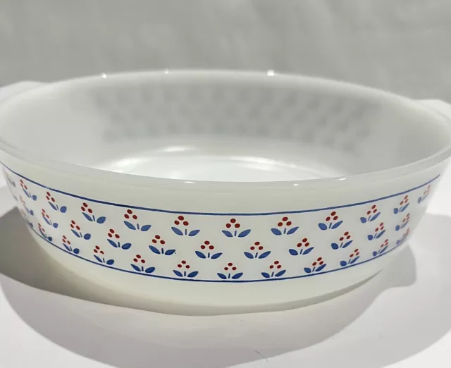 Vintage Termo-Rey Casserole Dish with Tulip Pattern Made In Brazil Ovenware 2