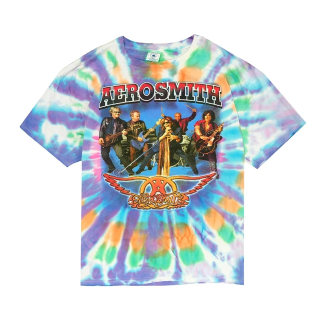 Vintage Aerosmith Just Push Play Tour Tie Dye T-Shirt Size XL Band Tee 2001 Y2K