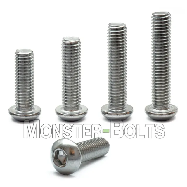 M8 Stainless Steel Button Head Socket Cap Screws A2, Metric ISO 7380 1.25 Coarse