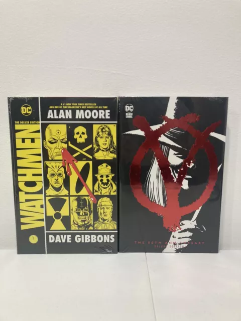 Watchmen + V For Vendetta Deluxe HC Lot Alan Moore Gibbons LLoyd DC Vertigo