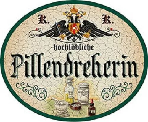 Pillendreherin + Nostalgieschild