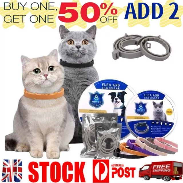 Adjustable Anti Flea and Tick Neck Collar For Pet Dogs Cats 8mth Protection SALE