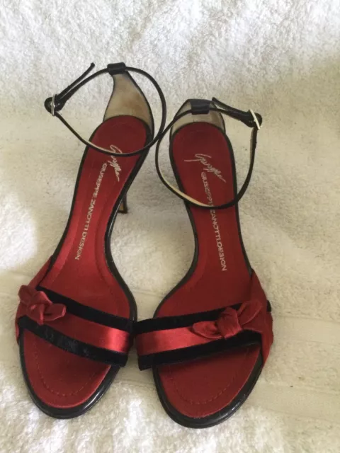 GIUSEPPE ZANOTTI DESIGN Satin Velvet Heels Sandals Size 37 Eur/7 Us/5.5 ...