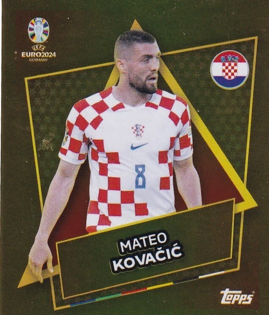 Autocollant Topps Euro 2024 – Mateo Kovacic (Croatie), Parallèle Bleu Foil