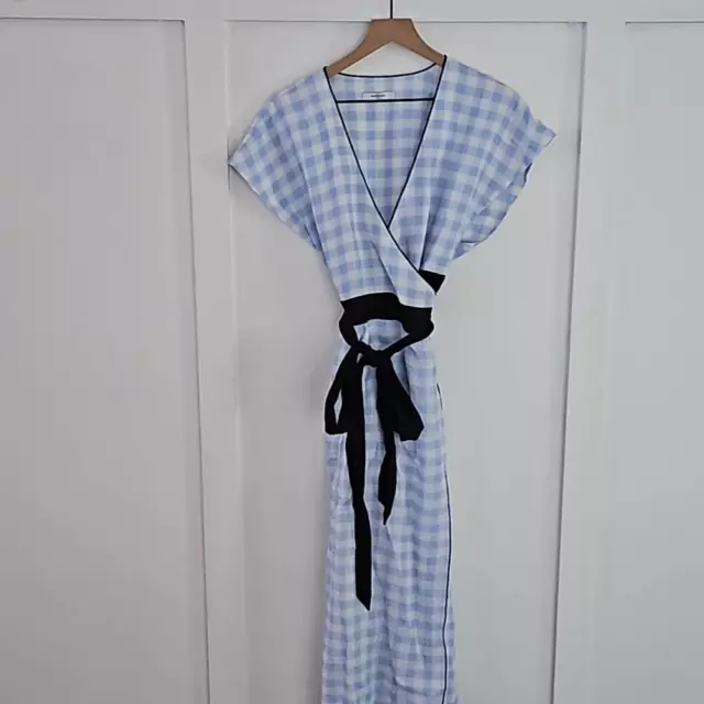 Marysia Resort linen gingham coopers wrap dress Large 3
