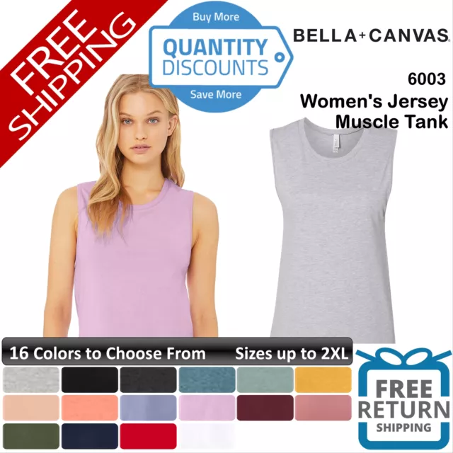 BELLA + CANVAS Woman Jersey Muscle Tank Top Shirt Relaxed fit Up To 2XL 6003