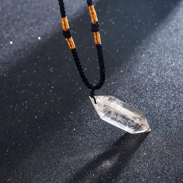Natural Clear Quartz Crystal Point Wand Pendant Chakra Healing Gemstone Necklace 3