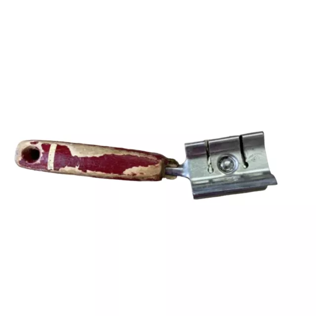 Vintage Ekco Metal Knife Sharpener Pull-Through Red Wood Handle 1960's