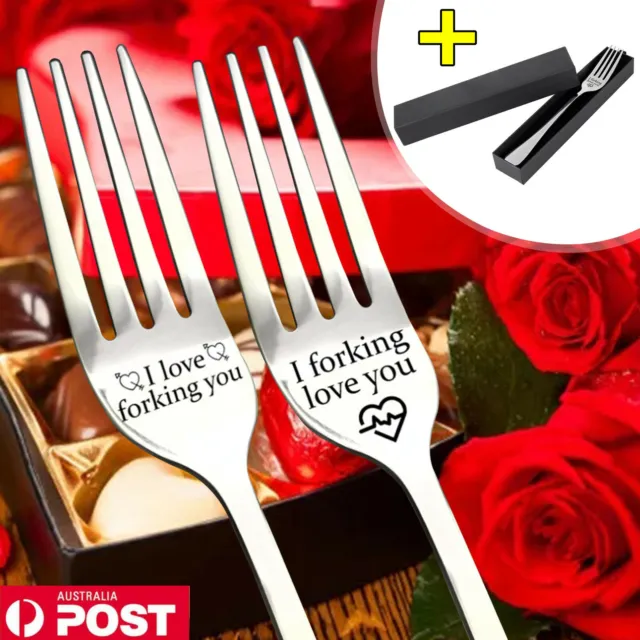 I forking love you Letter Engraved Stainless Steel Fork w/ Gift Box Best Present