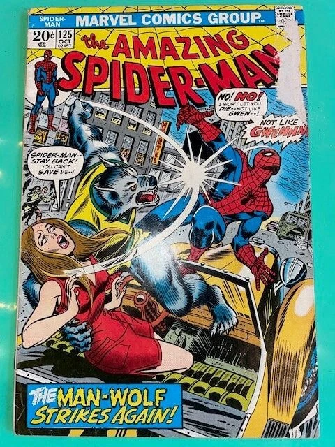 Amazing Spider-Man #125 - Original 1973 Bronze Age - Man-Wolf Strikes Again!