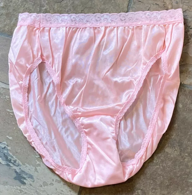 1023 HANES 10/3XL Pretty in Pink Silky Smooth Shiny Nylon Hi Cut Brief Panty NEW 3