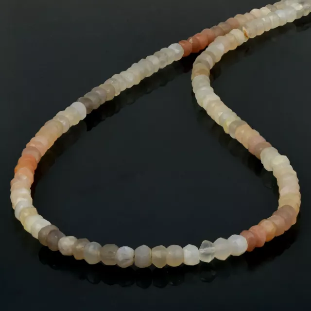 Multicolore Perles Naturel Pierre de Lune à Facettes Collier 18 " Avec 925