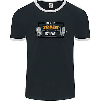 Eat Sleep Train Repeat Gym Training Top Mens Ringer T-Shirt FotL