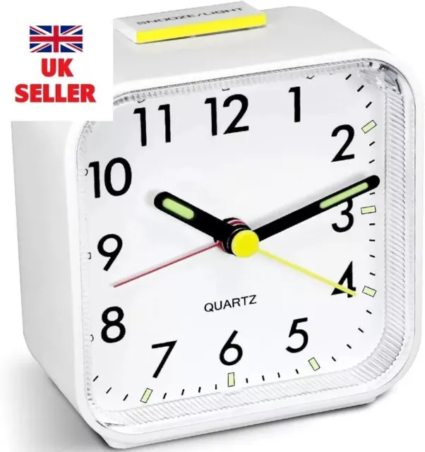 Alarm Clock Bedside No Ticking Battery Power Silent Luminous Clock Clear Display