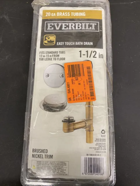 Everbilt Easy Touch 1-1/2 in. 20-Gauge Brass Pipe Bath Waste and