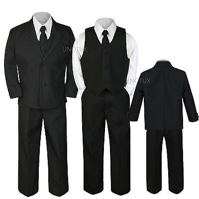 5pc Baby Boy Toddler Kid Teen Party Wedding Formal Party Tuxedo Suit Black S-20