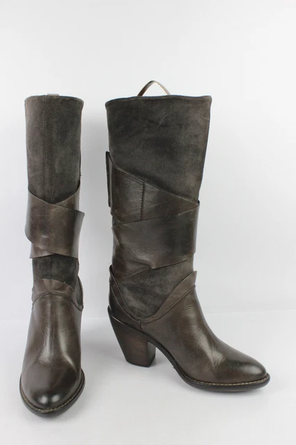 Bottes JANET & JANET Tout Cuir Daim Taupe T 36 TTBE