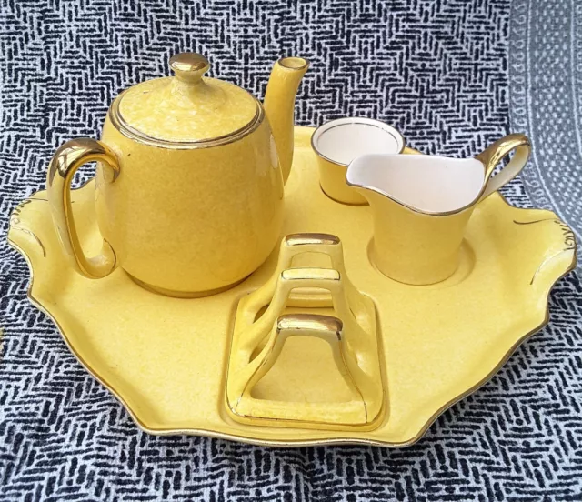 Art Deco Royal Winton Grimwades Yellow Tea Set for one- Missing Cup