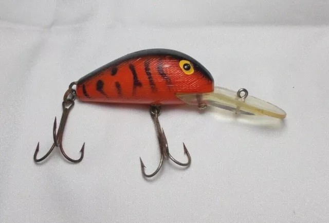 Vintage Red & Black Tiger Stripe Crank Bait Fishing Lure 3-1/2" Long Made Japan