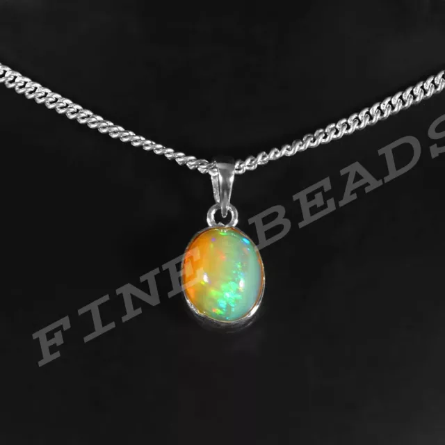 Silver Opal Pendant Fire opal Pendant Rainbow opal Necklace Jewelry Gift 4158