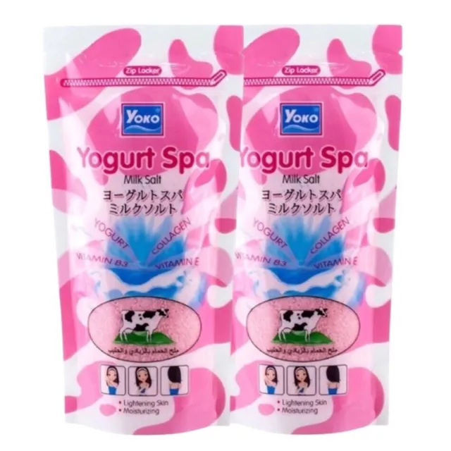 2xYoko Spa Salt Milk Yogurt Collagen Whitening Scrub 300g Vitamin Body Skin B3