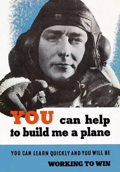 84083 Vintage Help Me Build A Plane British Industry Wall Print Poster UK